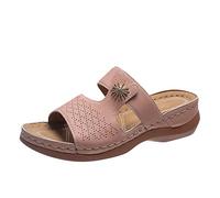 Arch Support Sandals Women's Plantar Fasciitis Sandals for Flat Feet Open Toe Orthotic Flip Flops for Women (Color : Pink, Size : 6 UK)