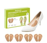 Arch Support Shoe Insoles & Insert - Bukihome Gel Arch Inserts for Flat Feet, Plantar Fasciitis - Adhesive Arch Pad for Foot Pain Relief - All Day Comfort - 0.3 Inch - 4 Pairs (Cork)
