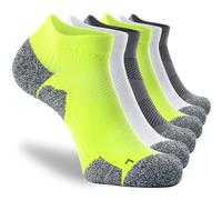 Arch Support Socks for Men Women 6-pairs, CWVLC Compression Gym Trainer Sports Ankle Socks for Road Trail Running Shoes No Show Blister Resistant Moisture Wicking Short Low Cut, Grey Green White, XL