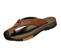 Arch Support Summer Flip Flops for Mens Close Toe Breathable Lightweight Sandals Slip On Casual Walking Slippers Comfortable Cushion Non Slip Beach Sandal (Coffee, 9)