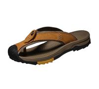 Arch Support Summer Flip Flops for Mens Close Toe Breathable Lightweight Sandals Slip On Casual Walking Slippers Comfortable Cushion Non Slip Beach Sandal (Yellow, 7)