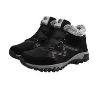 arch support trainers women Hiking Boots Women Waterproof Men Lightweight Lace up Ankle Booties Winter Warm Faux Fur Lined Walking Boot Non-Slip Mountain Trekking Shoes fur lined boots Black 6.5