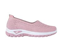 Arch Support Trainers Women Lightweight Ladies Walking Shoes | Knitted Textile Materials Indoor Studio Gym Trainers Urban City Street Walk Shoes Thick Rubber Flat Outsoles