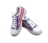 Arch Support Trainers Women Running Shoes Women's Lndependence Day American Flag Printed Sponge Cake Canvas Shoes Casual Orthopedic Walking Trainers Lightweight Non Ladies Wedge Shoe Red 7