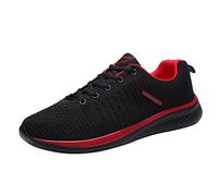 Arch Support Trainers Women Wide Fit Comfortable Memory Foam Jogging Shoes Lightweight Low Top Tennis Shoes Casual Lace up Athletic Sneakers Non Slip Soft Sole Gym Shoes with Besh (Red, 6.5)