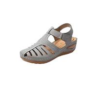 Arch Support Walking Sandals Wedges Size 5 Summer Comfortable Retro Lady Sandals Car Holes Non Non Grinding Feet Big Size Round Headpie Black 5 Ladies Comfort (Grey 7.5)