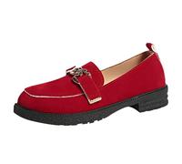 Arch Support Women's Loafers & Moccasins Comfort Flat Ladies Moccasin Shoes Undertake Weekend Travel Plans Wearing Breathable Canvas Blend Boat Shoes Incorporating Anti Slip Bottom Outsoles Red