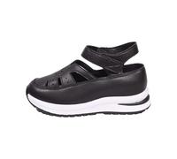 Arch Supports For Sandals Low Wedge Shoes Women's New Roman Hollow Casual Comfortable Thick Bottom Slope Heel Close Toe Sandalss Gold Sandals For Women Rose Gold Women (Black 6)