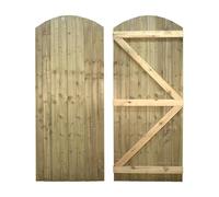 Arch Top Wooden Garden Gate 6x2.5ft - Feather Edge Semi-Braced Treated Timber Door, H:6ft x W:2.5ft Ideal for Outdoor Pathway Home Access (High: 180cm x Wide: 75cm)