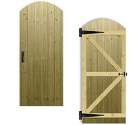Arch Top Wooden Garden Gate 6x2.5ft - Tongue & Groove Fully Framed Treated Timber Door + Suffolk Latch Hinge Pack, H:6ft x W:2.5ft Ideal for Outdoor Pathway Home Access (High: 180cm x Wide: 75cm)