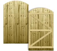 Arch Top Wooden Garden Gate 6x3.5ft - Feather Edge Fully Framed Treated Timber Door, H:6ft x W:3.5ft Ideal for Outdoor Pathway Home Access (High: 180cm x Wide: 105cm)
