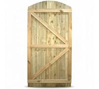 Arch Top Wooden Garden Gate 6x3ft - Feather Edge Fully Framed Treated Timber Door, H:6ft x W:3ft Ideal for Outdoor Pathway Home Access (High: 180cm x Wide: 90cm)