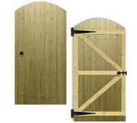 Arch Top Wooden Garden Gate 6x3ft - Tongue & Groove Fully Framed Treated Timber Door + Ring Latch Hinge Pack, H:6ft x W:3ft Ideal for Outdoor Pathway Home Access (High: 180cm x Wide: 90cm)