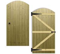 Arch Top Wooden Garden Gate 6x3ft - Tongue & Groove Semi-Braced Treated Timber Door + Ring Latch Hinge Pack, H:6ft x W:3ft Ideal for Outdoor Pathway Home Access (High: 180cm x Wide: 90cm)