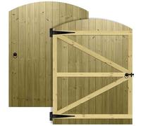 Arch Top Wooden Garden Gate 6x4.5ft - Tongue & Groove Fully Framed Treated Timber Door + Ring Latch Hinge Pack, H:6ft x W:4.5ft Ideal for Outdoor Pathway Home Access (High: 180cm x Wide: 135cm)