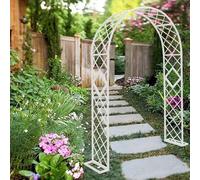 Arch Trellis for Climbing Plants, White Arches for Roses, 140320 cm Wide, Sturdy Metal Arch with Base and Ground Stakes, Outdoor Support for Vines and Flows, Litobnx, Weiß, W260 * H230 cm
