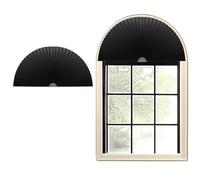 Arch Window Shade Half Circle Pleated Blinds Stick on No Tools Light Filtering Half Round Fabric Shades Easy to Cut and Install Arched Window Coverings for Living Room Half Moon Arch Windows, 1 Panel