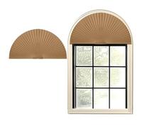 Arch Window Shade Half Circle Pleated Blinds Stick on No Tools Light Filtering Half Round Fabric Shades Easy to Cut and Install Arched Window Coverings for Living Room Half Moon Arch Windows, 1 Panel