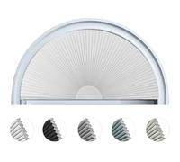 Arch Wndow Shade Blackout Cellular Shades Half Circle Moon Window Covering No Drill Honeycomb Cordless Blinds for Indoor Windows Room Darkening Easy Install Light Blocking Blinds (1, White, 36x18inch)