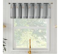 Archaeo Cotton Blend Button Tab Top Cafe Curtain Valance, 54" x 14", Gray