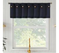 Archaeo Cotton Blend Button Tab Top Cafe Curtains, Valance, 54" x 14, Navy Blue