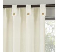 Archaeo Cotton Blend Button Tab Top Curtain, 40" x 84", Cream