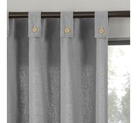 Archaeo Cotton Blend Button Tab Top Curtain Panel, 40" x 63, Gray