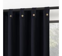 Archaeo Cotton Blend Button Tab Top Curtain Panel, 40" x 63, Navy Blue