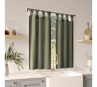 Archaeo Washed 100% Cotton Small Window Twist Tab Cafe Curtains, 52" x 36, Moss Green