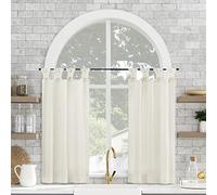 Archaeo Washed Cotton Small Window Twist Tab Cafe Curtains, 52" x 36", Ivory