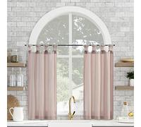 Archaeo Washed Cotton Small Window Twist Tab Cafe Curtains, 52" x 45", Rose Quartz