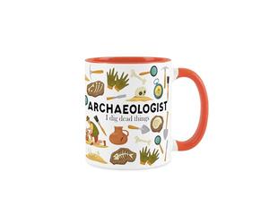 Archaeologist Mug - Humourous Dinosaur Excavation Trades Funny Novelty Gift - Tea/Coffee Hot Drinks Orange Ceramic Cup Present