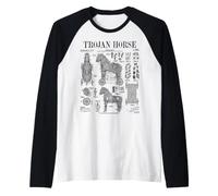 Archaeology Archaeologist Trojan Horse Funny Vintage Patent Raglan Baseball Tee