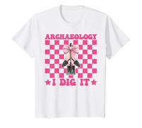 Archaeology I Dig It Funny Archaeologist Shovel Girl Pink T-Shirt, Youth, White, Medium