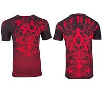 Archaic by Affliction Men's T-Shirt Catface, Red, Large