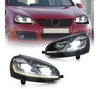 Archaic Headlights Fit for Volkswagen VW Golf Mk5 Estate & Hatchback 2003-2009/VW Jetta Mk5 1K2 2005-2010,With Sequential Turn Signals,Animation DRL,Does Not Fit XENON/HID,With Emark,Black,Plug&Play