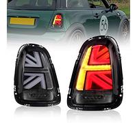Archaic JCW Union Jack Tail lights Assembly for Mini Cooper & Coopers Hatchback R56 R57 R58 R59 2007-2013,Rear Lamps with Sequential Turn Signal Lamps,Pairs