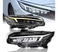 Archaic LED Headlights Compatible with 10th Honda Civic Seden Hatchback 2016-2021, Front Lights with Sequential Turn Signals,Animation DRL, Pair