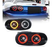 Archaic LED Rear Lights Compatible with Mazda Miata MX-5 MK1 NA Convertible 1989-1998,JDM Tail Lights with Startup Animation DRL,With Sequential Turn Signal Light,Light Smokey