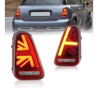 Archaic LED Rear Lights Fit for MINI Cooper S One R50 R52 R53 2001-2007 | Tail Lights for Mini Cooper/One R50 R53&R52 Convertible With Sequential Turn Signal, Animation DRL,Fog Lights,Red,Pair,E-mark