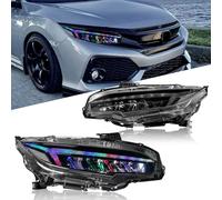 Archaic RGB LED Headlights Compatible with 10th Honda Civic Seden Hatchback 2016-2021, Front Lights with Sequential Turn Signals, RGB Animation DRL, Pair
