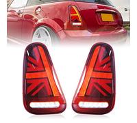 Archaic Tail Lights Assembly Compatible for Mini Cooper R50 R52 R53 2001-2007,Union Jack Rear Tail Lamps for 1st gen Mini Cooper Hatchback/Convertible,Plug&Play, Pair, Red
