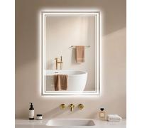 Archaluxe Bathroom Mirror with LED Light: 450x600mm Illuminated Wall Mounted Smart Mirror with Anti-Fog, Touch Sensor, 3 Colors Dimmable, Memory Function, IP44 LED-Bathroom-Mirror Horizontal/Vertical