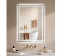 Archaluxe Bathroom Mirror with LED Light: 500x700mm Illuminated Wall Mounted Smart Mirror with Anti-Fog, Touch Sensor, 3 Colors Dimmable, Memory Function, IP44 LED-Bathroom-Mirror Horizontal/Vertical