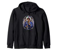 Archangel Michael Blue Mantle Sacred Devotional Art Zip Hoodie
