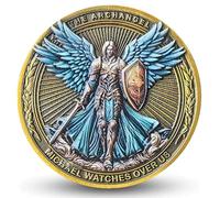 Archangel Michael Challenge Coin - 1.57 Inch Christian Coin with Psalm 91:10-11, Angel Protection and Faith Symbol