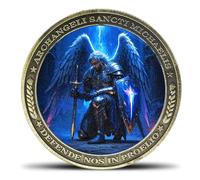 Archangel Michael Challenge Coin - Defende Nos in Proelio Psalm 91:10-11 Inspirational Gift (Single Coin)