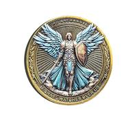Archangel Michael Challenge Coin with Psalm 91:10-11 - Inspirational Religious Collectible with Clear Protective Case, Christian Gift for Men Women, Pocket Token, Faith & Protection Reminder