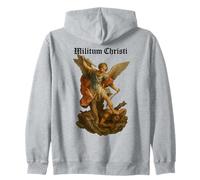 Archangel Michael defeats Satan - Militium Christi Zip Hoodie