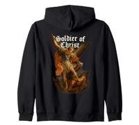Archangel Michael defeats Satan - Soldier of Christ Zip Hoodie